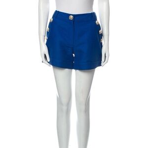 BALMAIN Royal blue Cotton Gold Button High-Waisted Shorts FR40 *I SHIP SAME DAY!